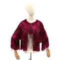 KBW Hot Pink Metallic Glam Shimmer Tiered Fringe Party Jacket