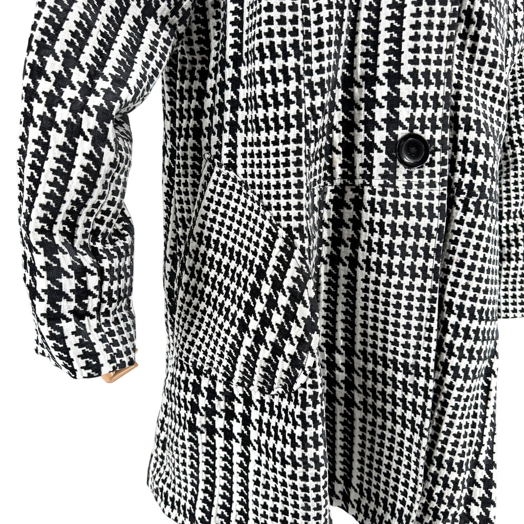 Vintage Y2K 3 Sisters Black White Houndstooth Swing Coat Jacket