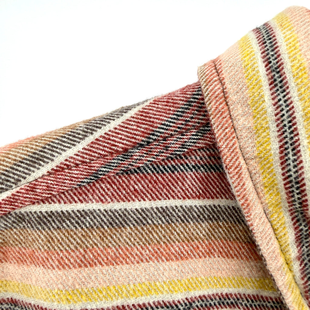 Eddie Bauer Brown Red Yellow Striped 100% Cotton Flannel Workshirt