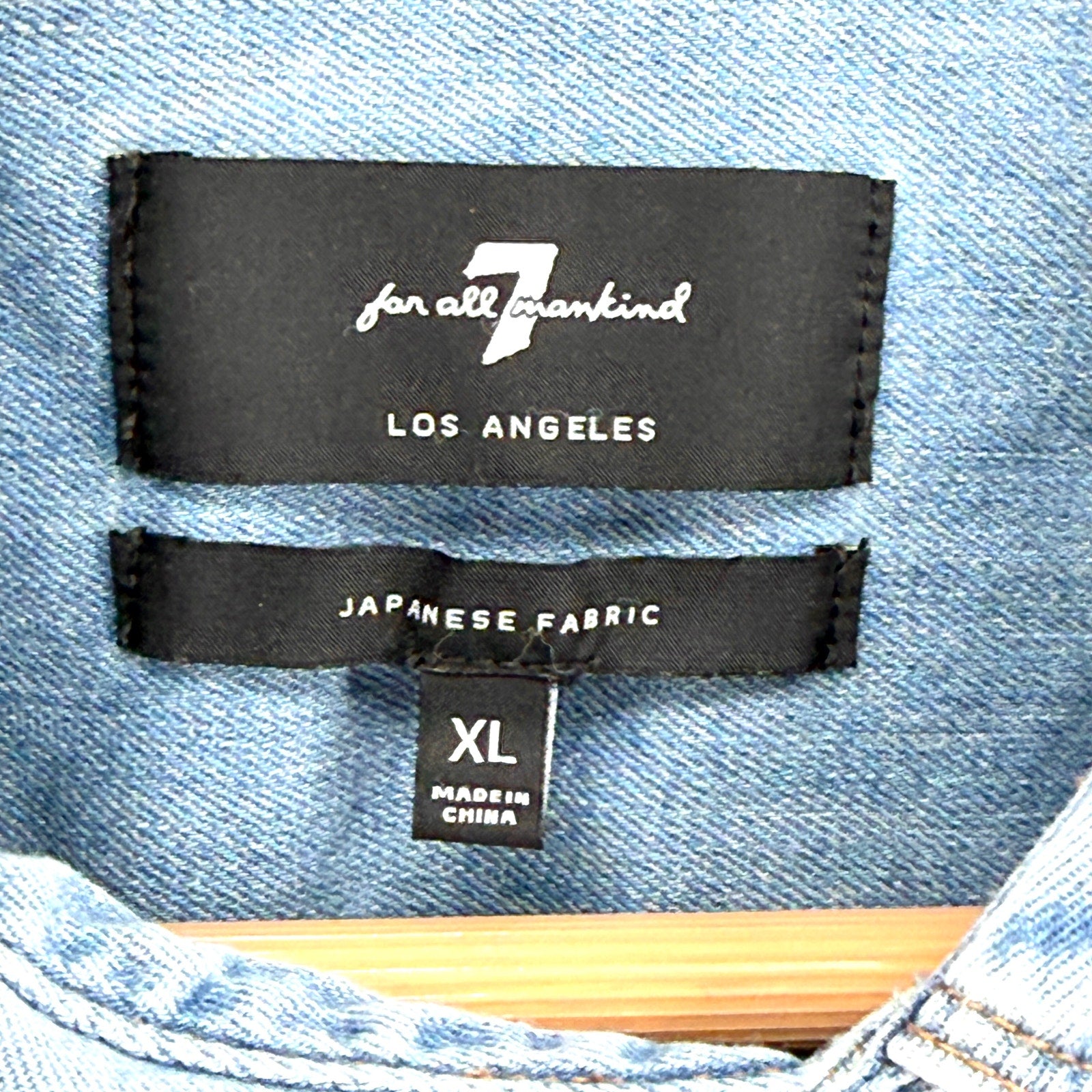 7 For All Mankind Light Wash 100% Cotton Japanese Fabric Western Shirt