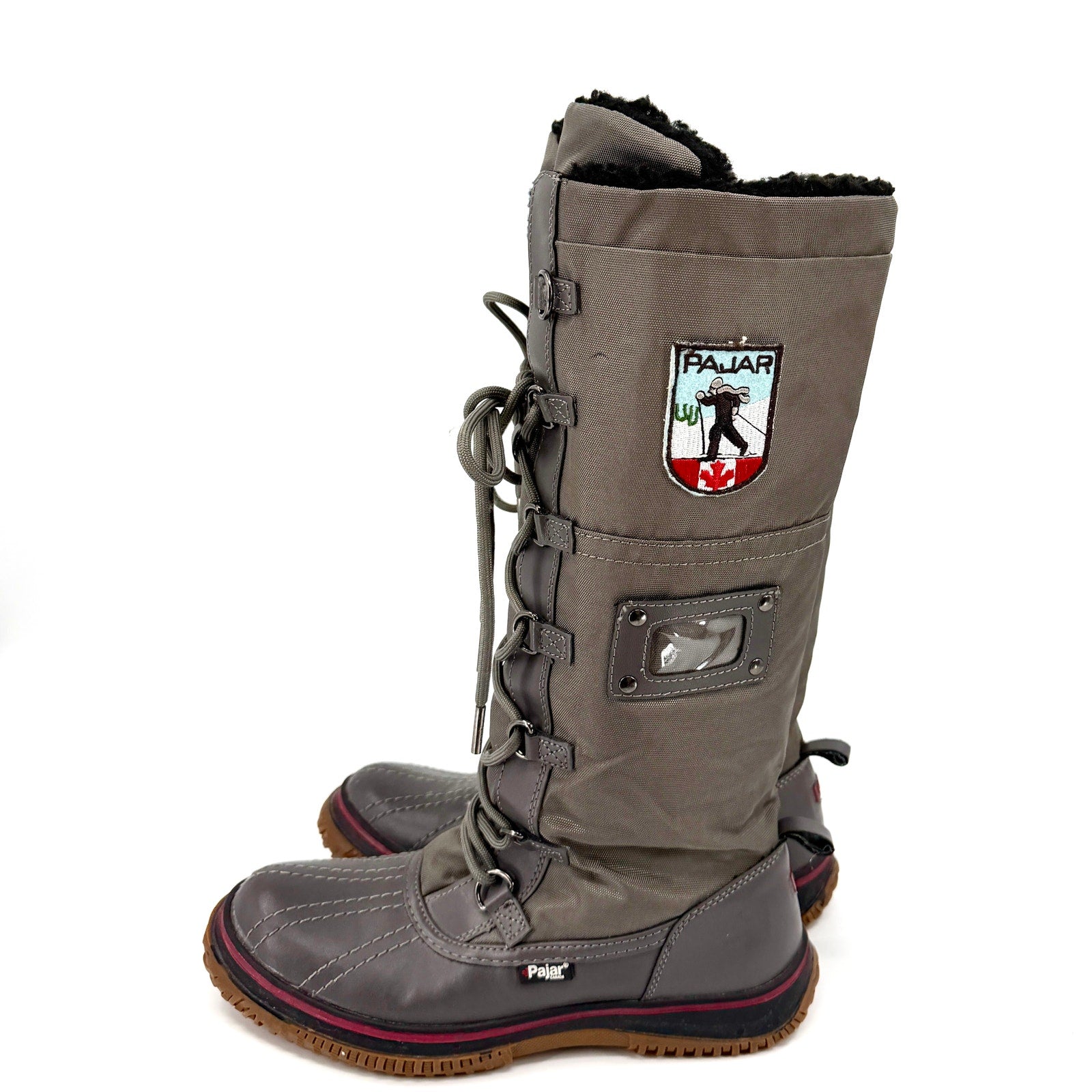 Pajar Canada Green Gray Waterproof Lace-Up Tall Duck Snow Boots