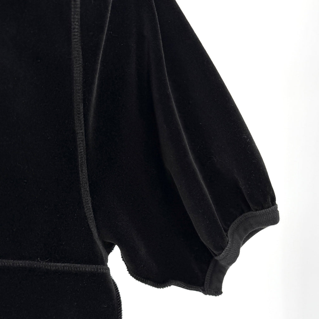 Vintage 90s Sonia Rykiel Black Velour Puff Sleeve Cropped Top