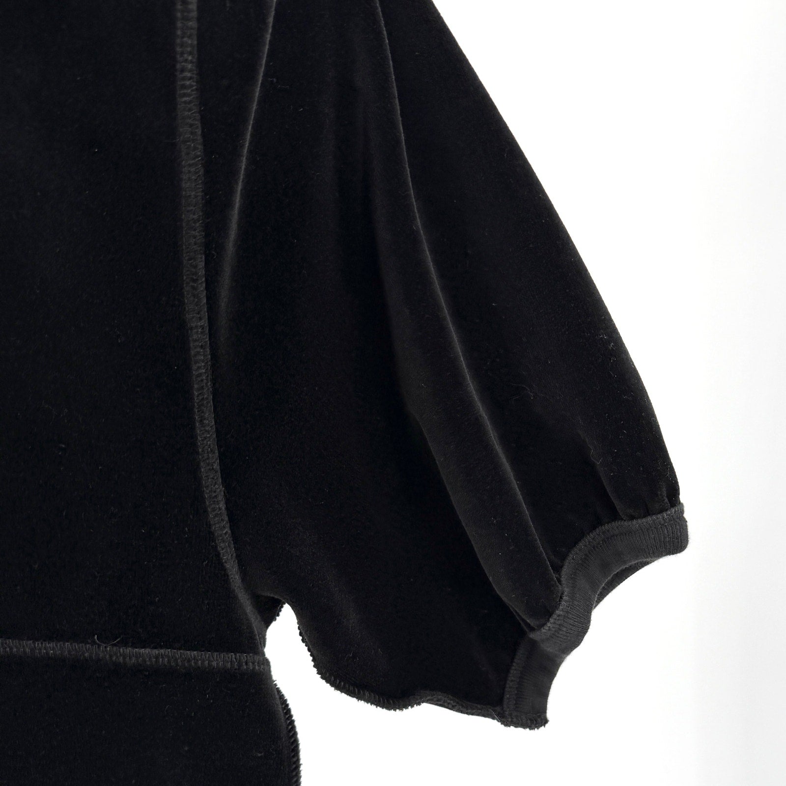 Vintage 90s Sonia Rykiel Black Velour Puff Sleeve Cropped Top
