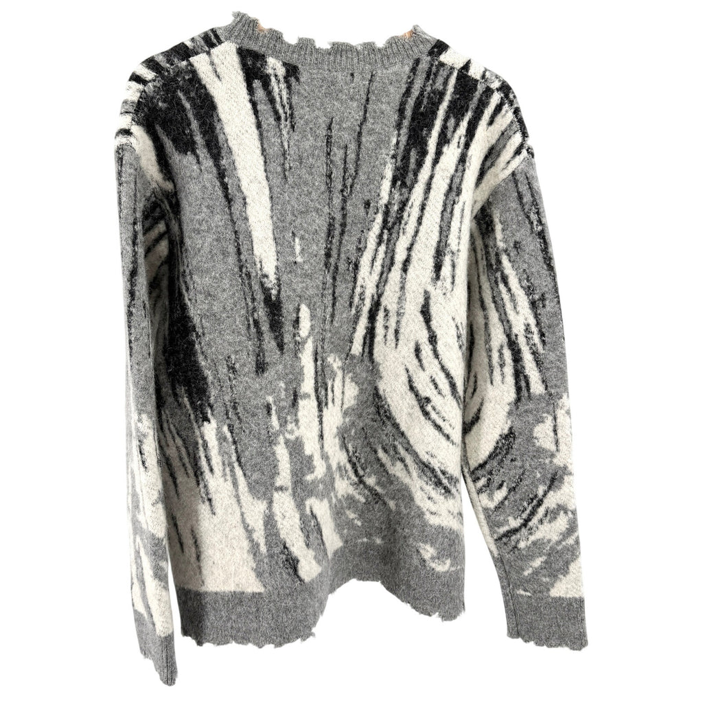 InDhouse Gray White Black Abstract Deconstructed Pullover Sweater