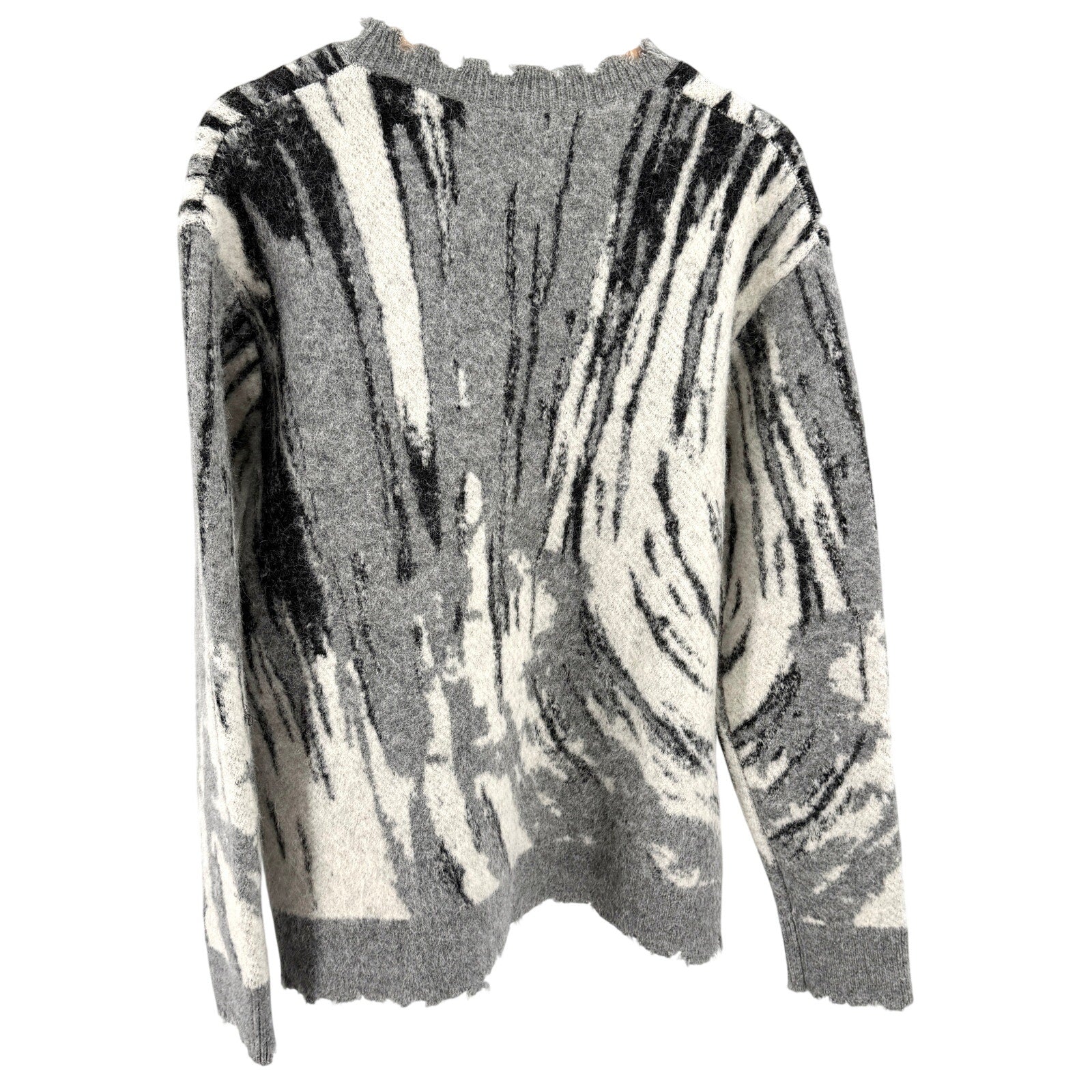 InDhouse Gray White Black Abstract Deconstructed Pullover Sweater