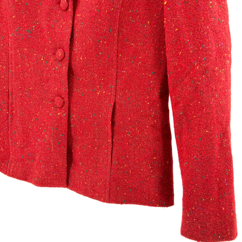 Vintage Y2K Kasper A.S.L. 100% Wool Red Tweed Speckled Fitted Blazer Jacket