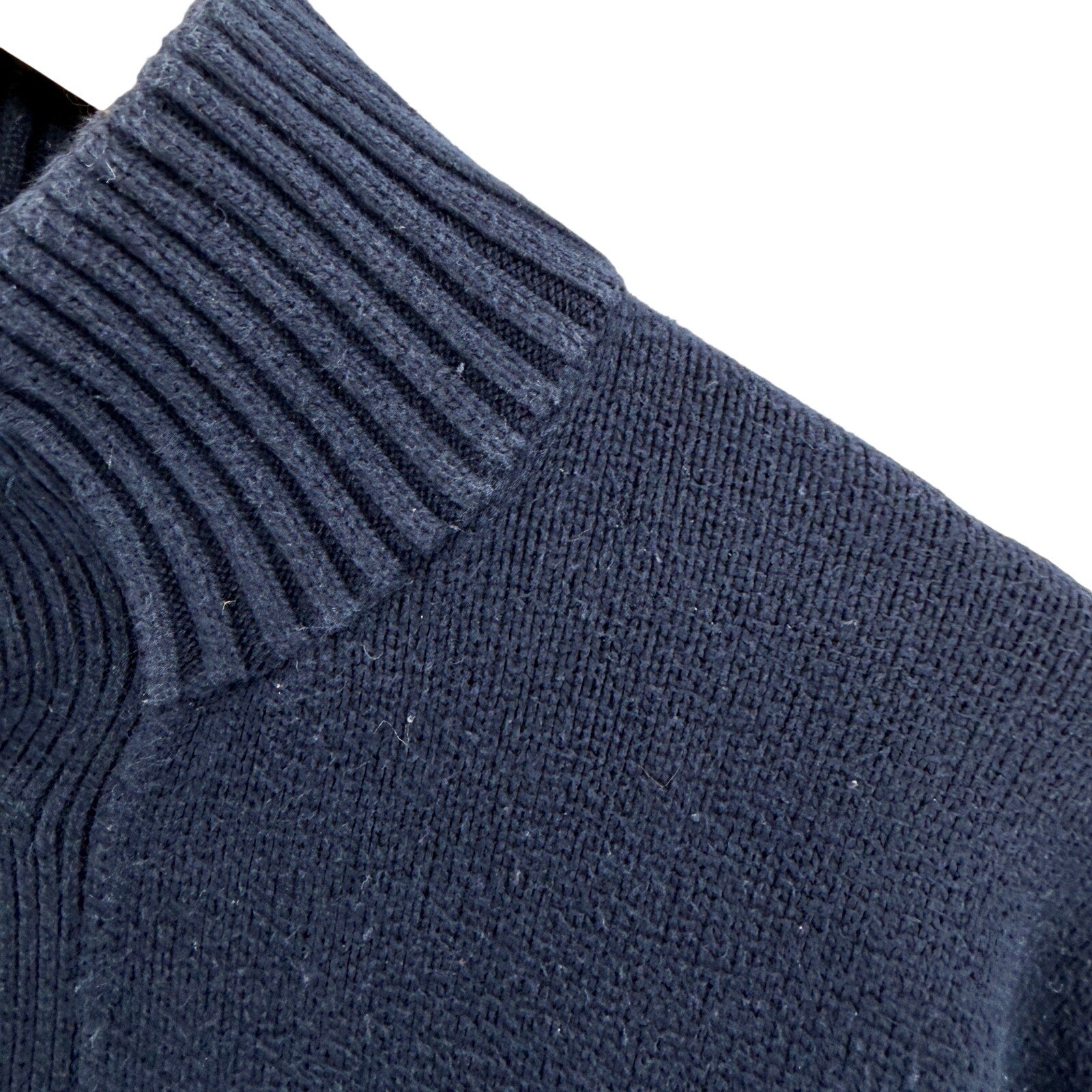 Polo Ralph Lauren Navy Blue 100% Cotton Preppy Mock Neck Sweater