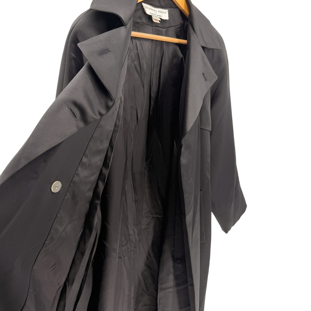 Vintage 80s Geoffrey Beene Gallant Black Jeweled Button Evening Trench Coat