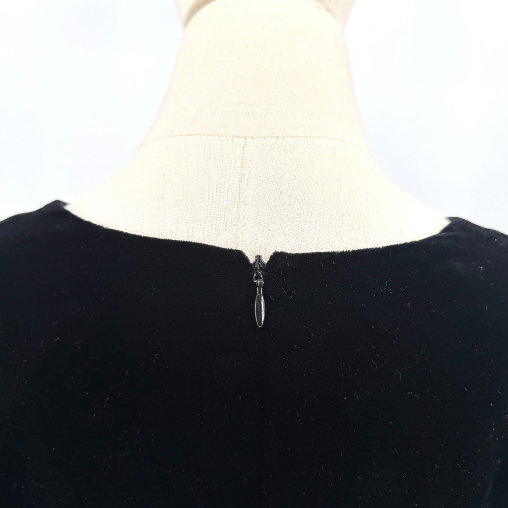 Vintage 80s Stephanie Queller Black Velvet Shoulder Pad Blouse
