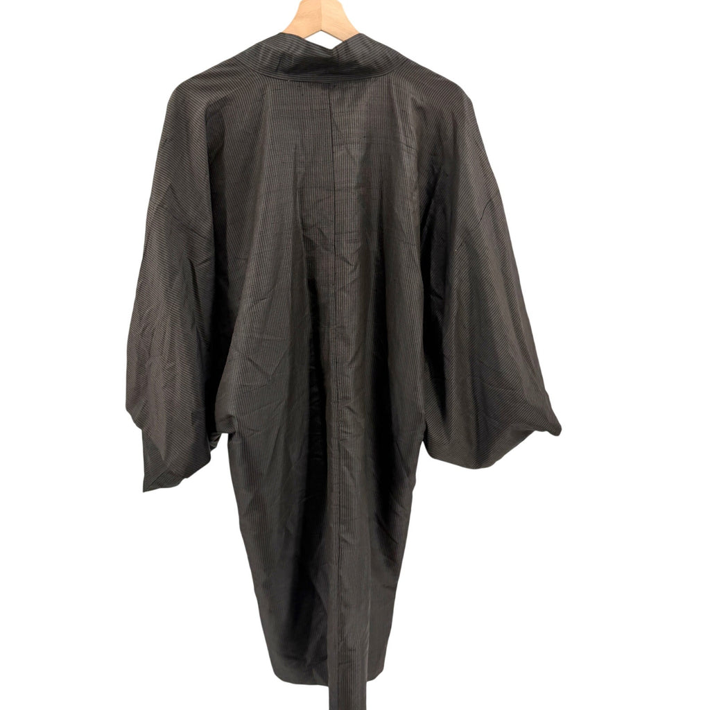 Vintage 50s Gray 100% Silk Mt Fuji Mens Haori Kimono Jacket
