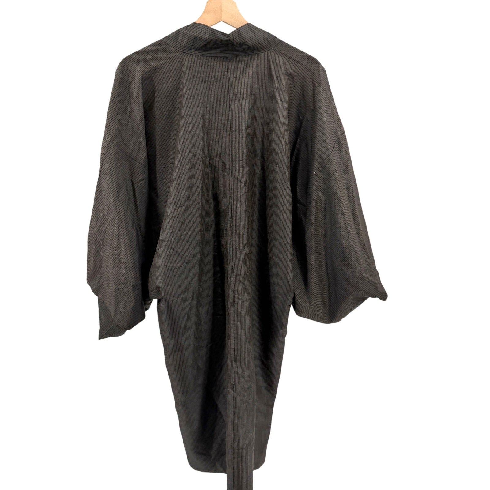 Vintage 50s Gray 100% Silk Mt Fuji Mens Haori Kimono Jacket
