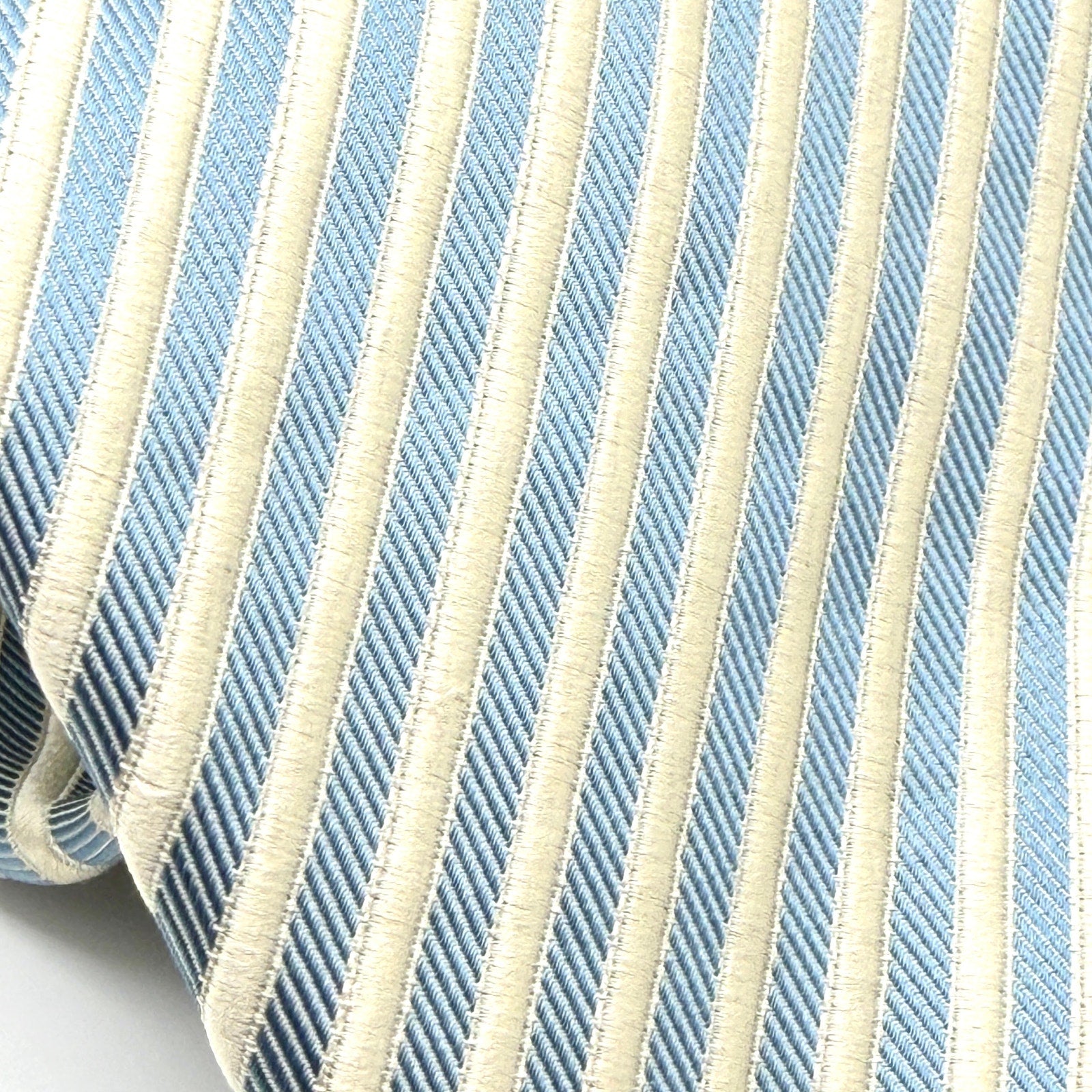 Vintage 90s Bernini 100% Silk Blue Cream Striped Necktie NWT