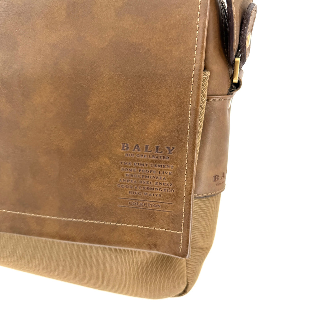 Vintage 90s Bally Tan Grade High Leather Canvas Satchel Briefcase Laptop Bag