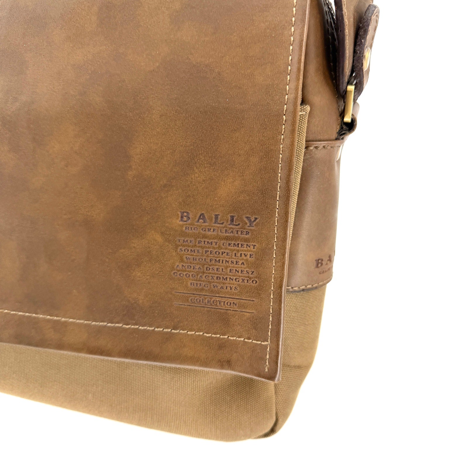 Vintage 90s Bally Tan Grade High Leather Canvas Satchel Briefcase Laptop Bag
