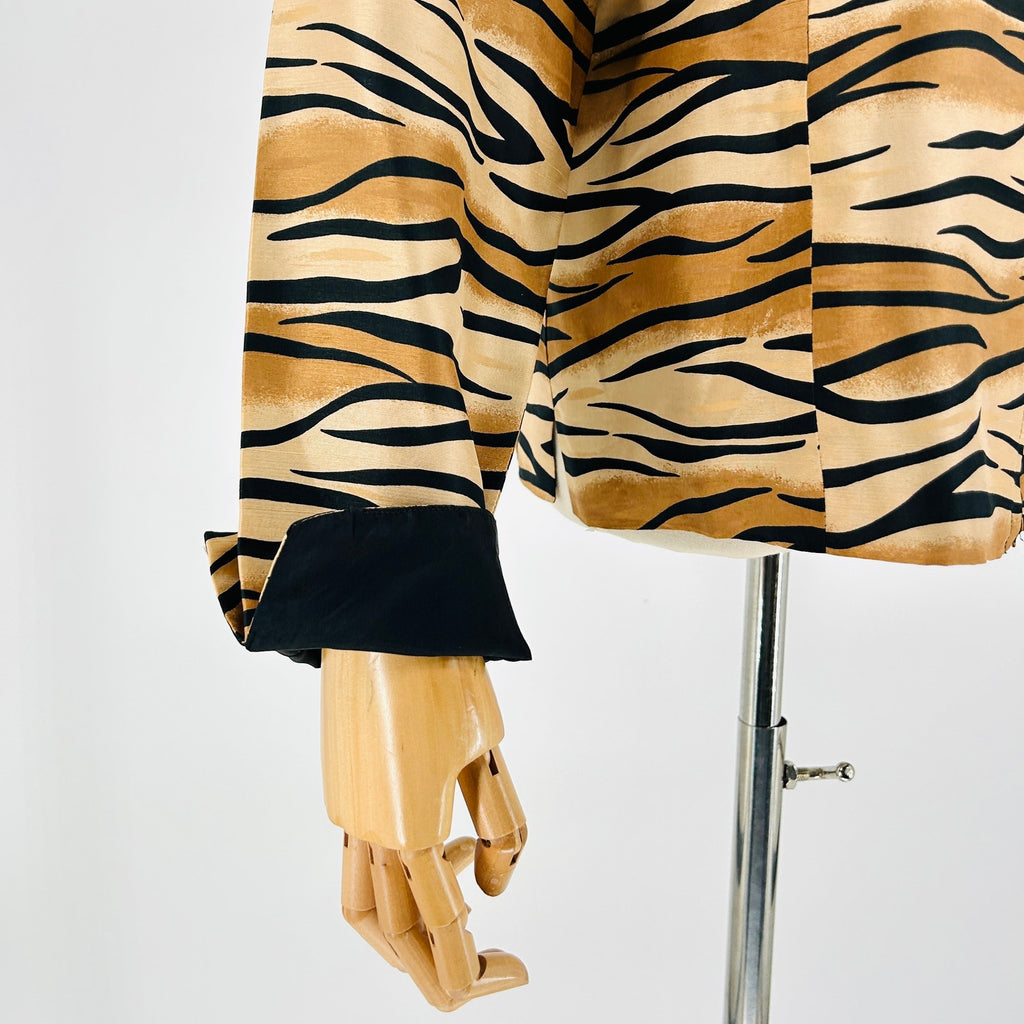 Vintage Y2K Silkland Tiger Stripe Animal Print Silk Jacket
