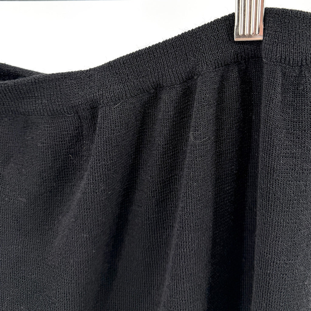 Vintage Y2K Double D Ranch Black Linen Blend Embroidered Floral Knit Maxi Skirt