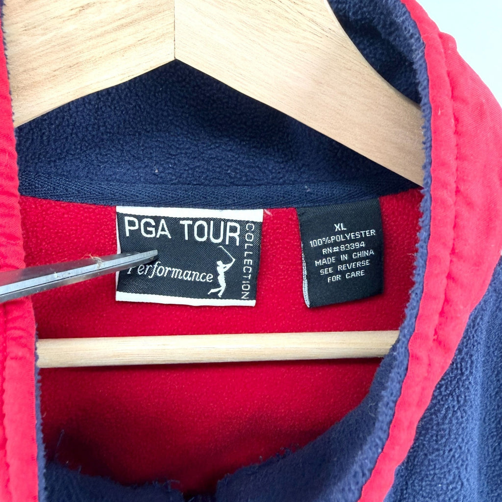 Vintage 90s PGA Tour Navy Red Performance Fleece Pullover