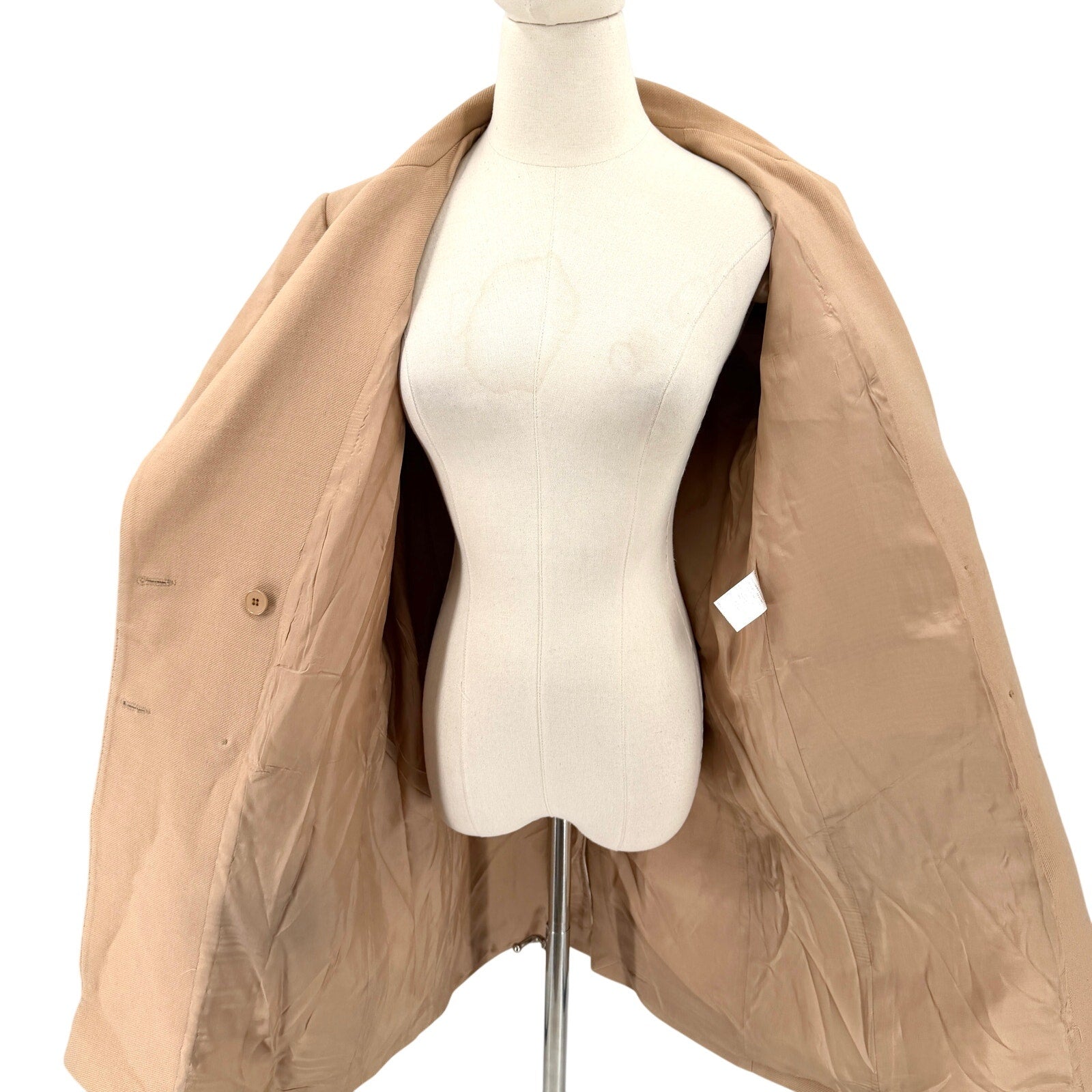 Tara Jarmon Beige Camel 100% Cotton Double Breasted Coat