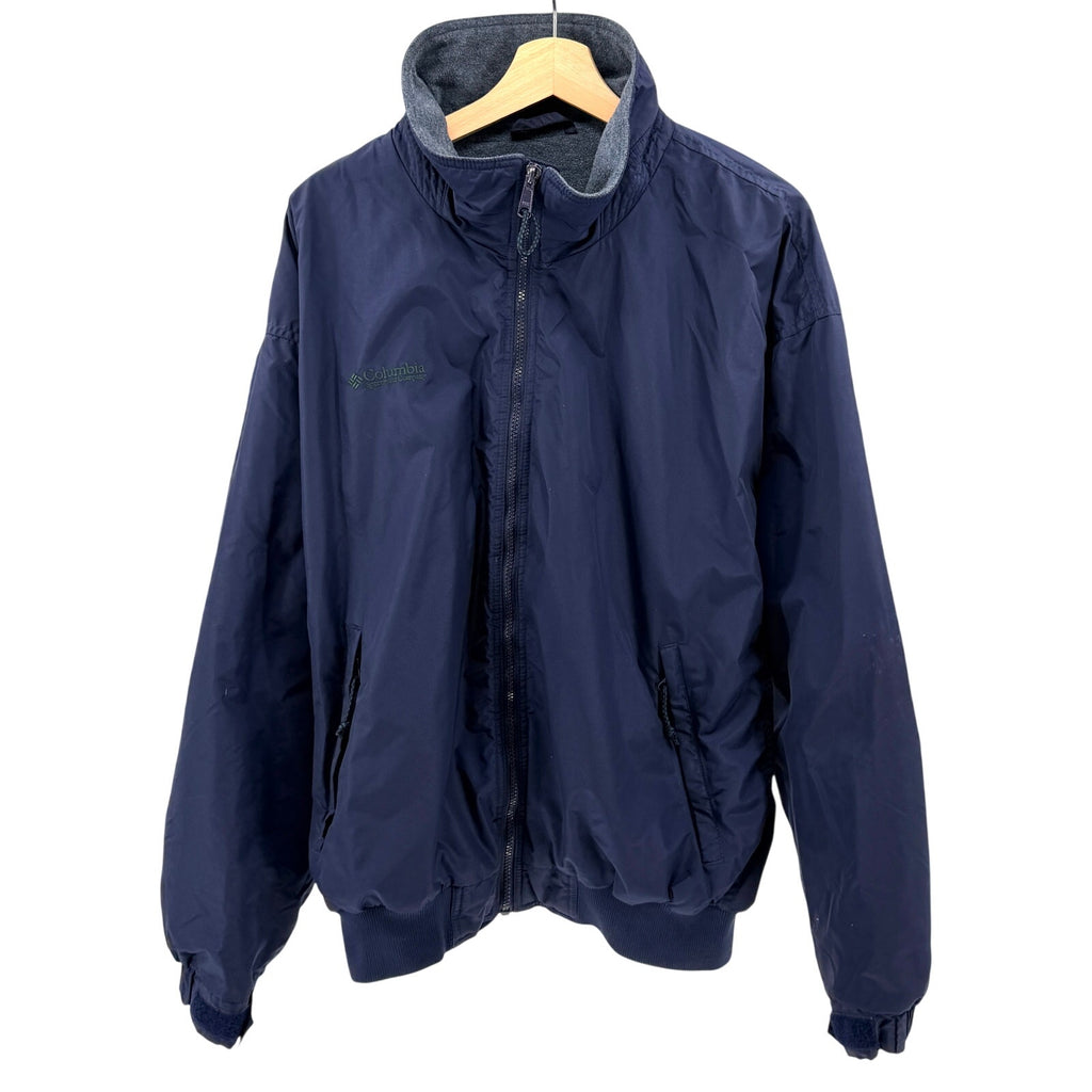 Vintage 90s Columbia Navy Blue Fleece Lined Zip Up Bomber Jacket