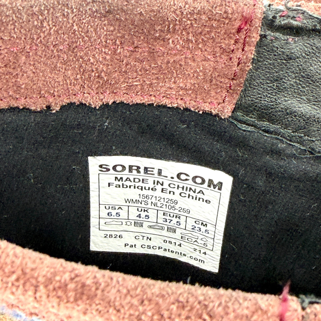Sorel Brown Genuine Leather Suede Southwestern Woven Pull On Boots