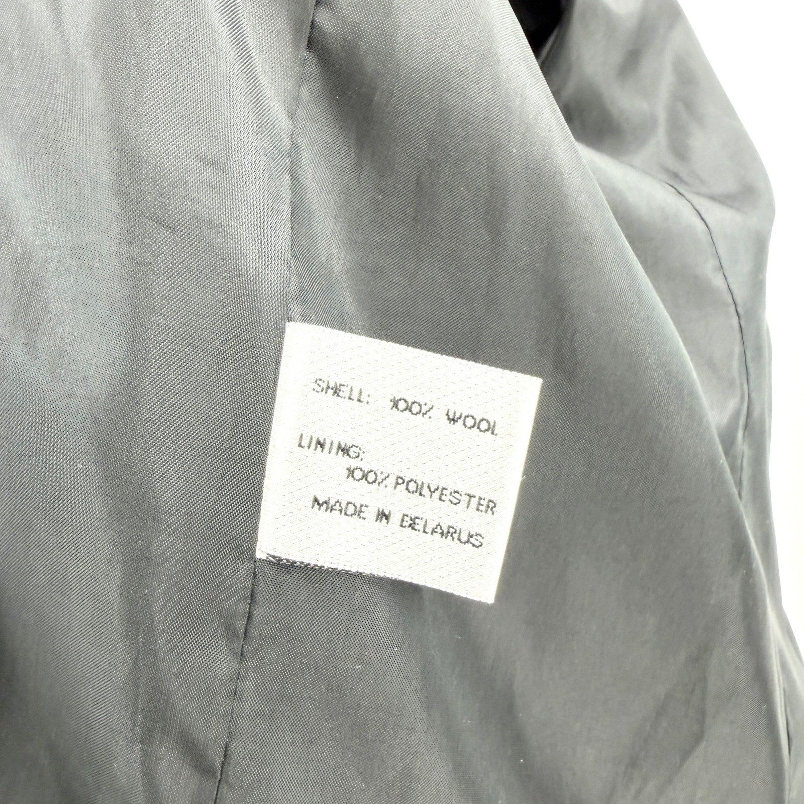 Vintage Y2K Tahari Black 100% Wool Swing Faux faux Persian Lamb Collar Coat