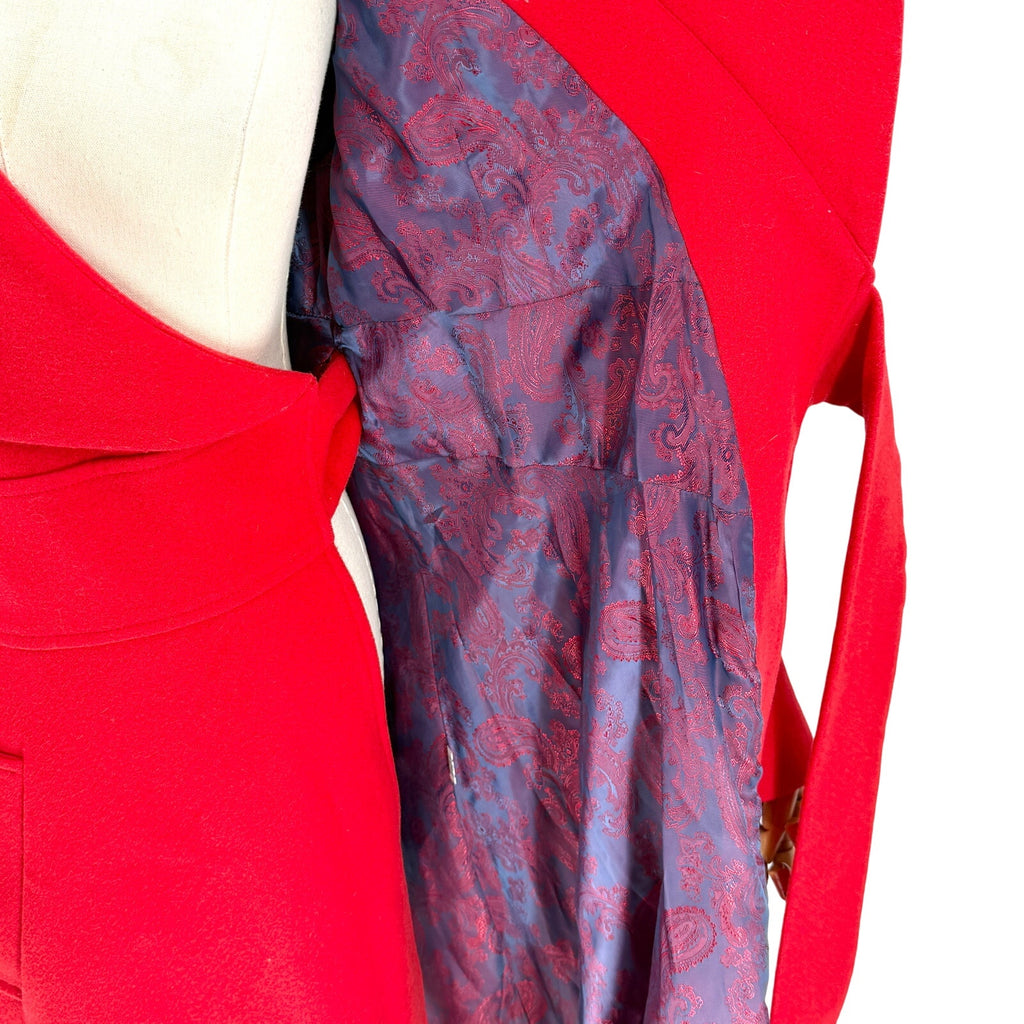 Vintage Y2K SiMilan Red 100% Wool Wrap Statement Overcoat