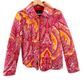 Vintage Y2K Selene Sport Pink Red Paisley Quilted Zip Up Puffer Jacket