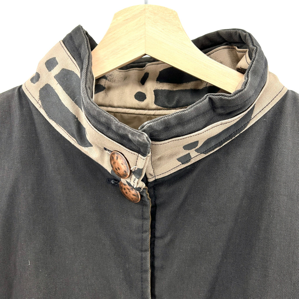 Vintage 90s Babes in the Woods Black Moose Print Duffle Coat