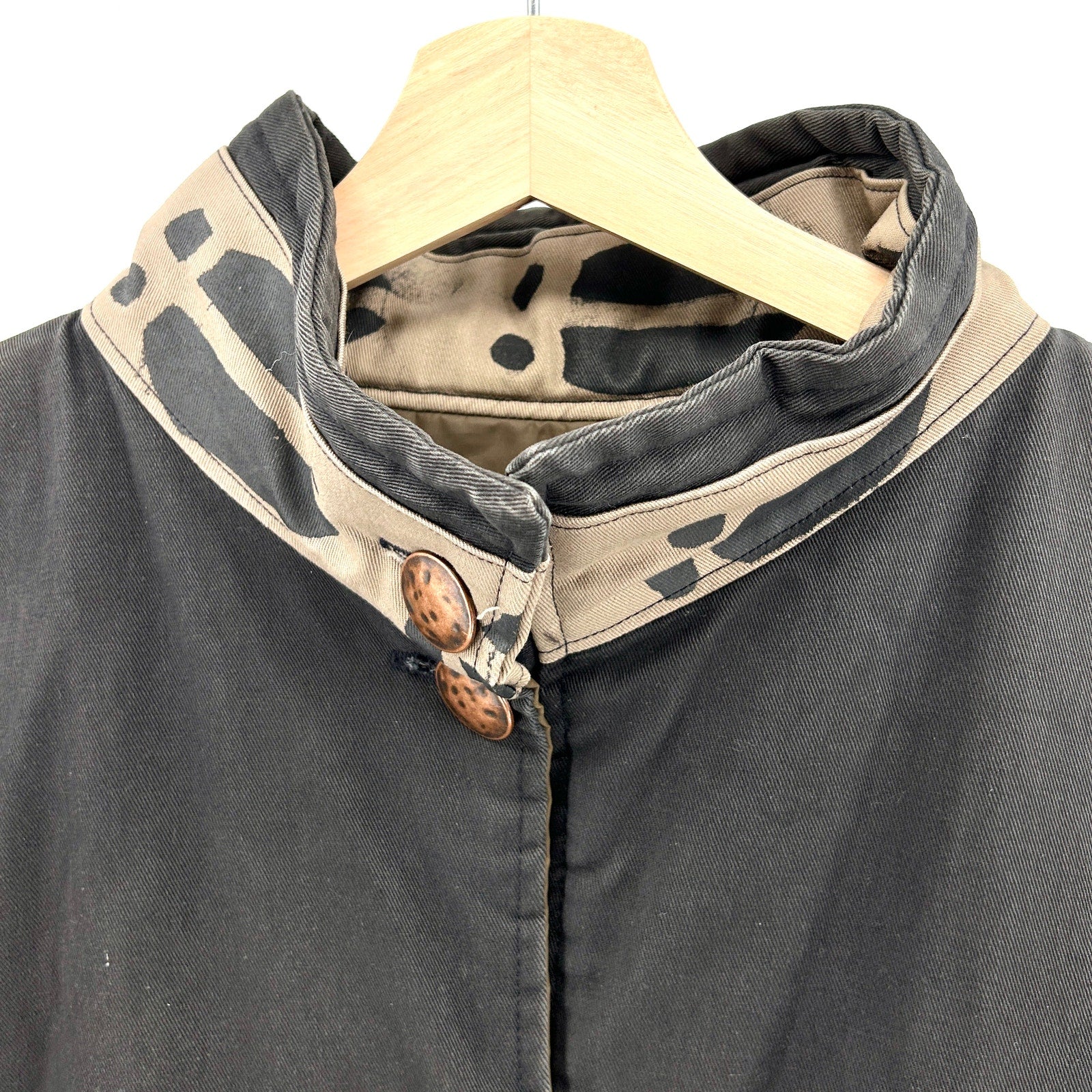 Vintage 90s Babes in the Woods Black Moose Print Duffle Coat