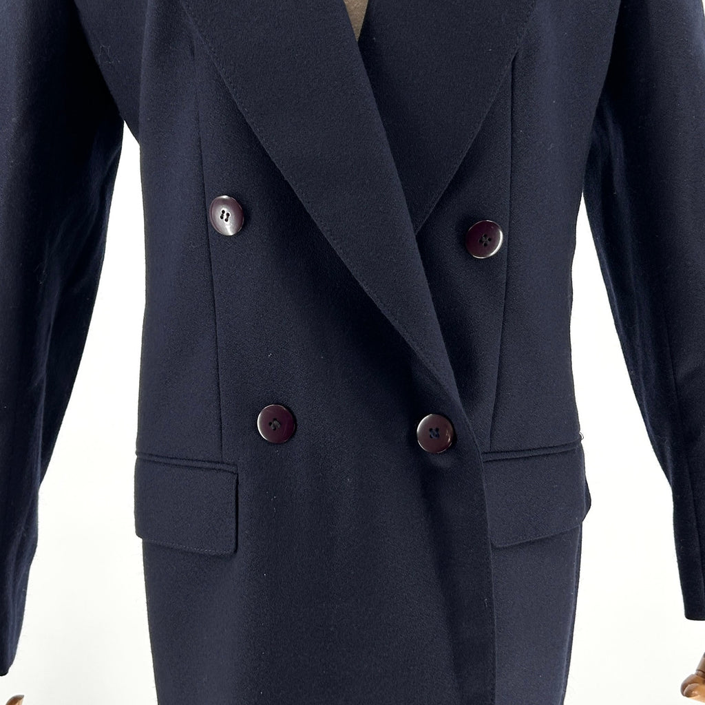 Vintage 80s Giorgio Sant Angelo Navy Blue 100% Wool Double Breasted Blazer