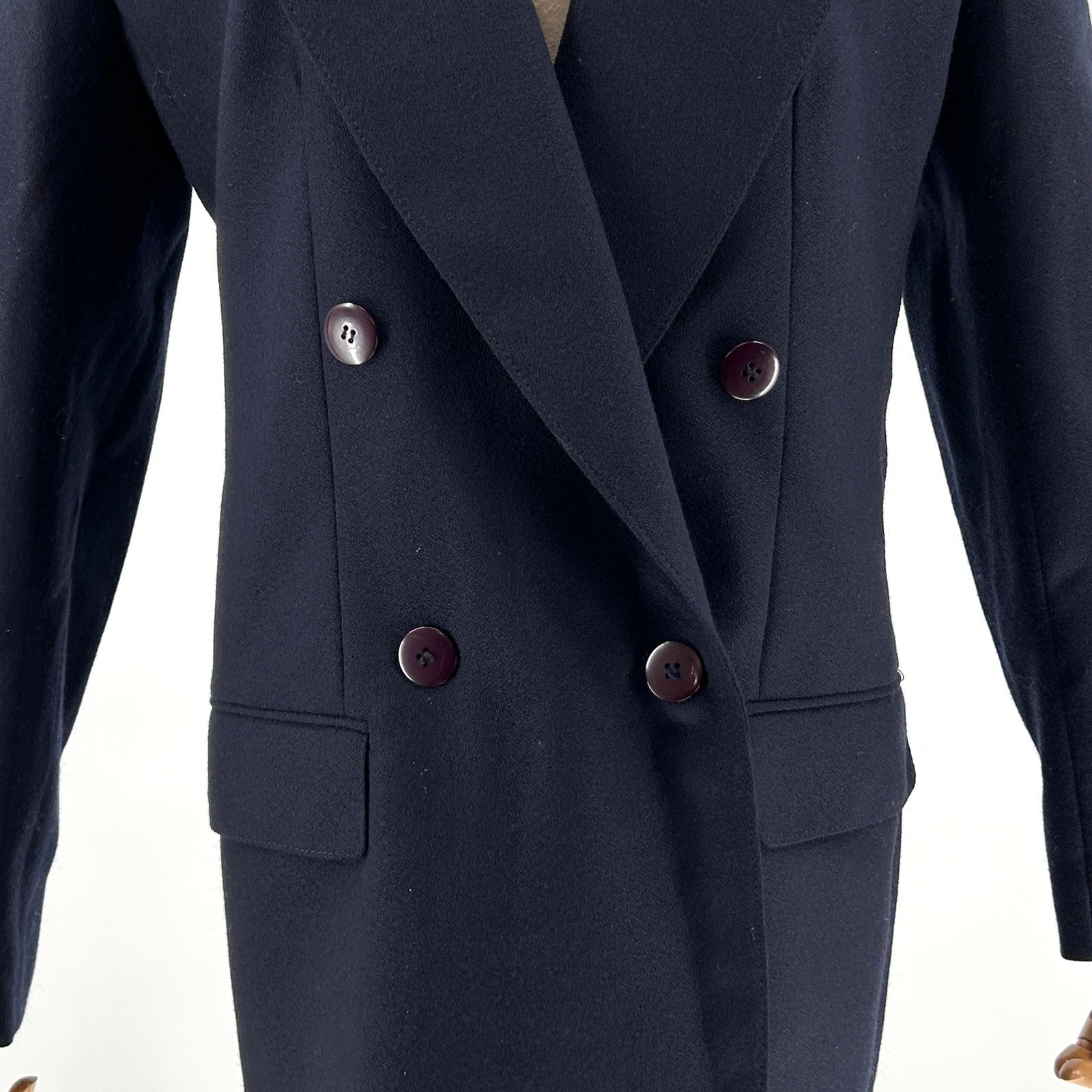 Vintage 80s Giorgio Sant Angelo Navy Blue 100% Wool Double Breasted Blazer