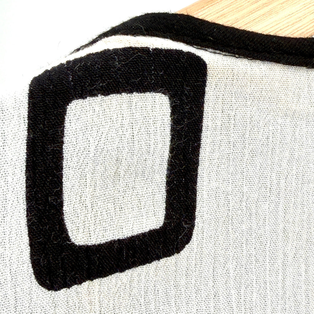 Vintage 90s Kembali Collection Black White Abstract Print Cotton Crinkle Duster