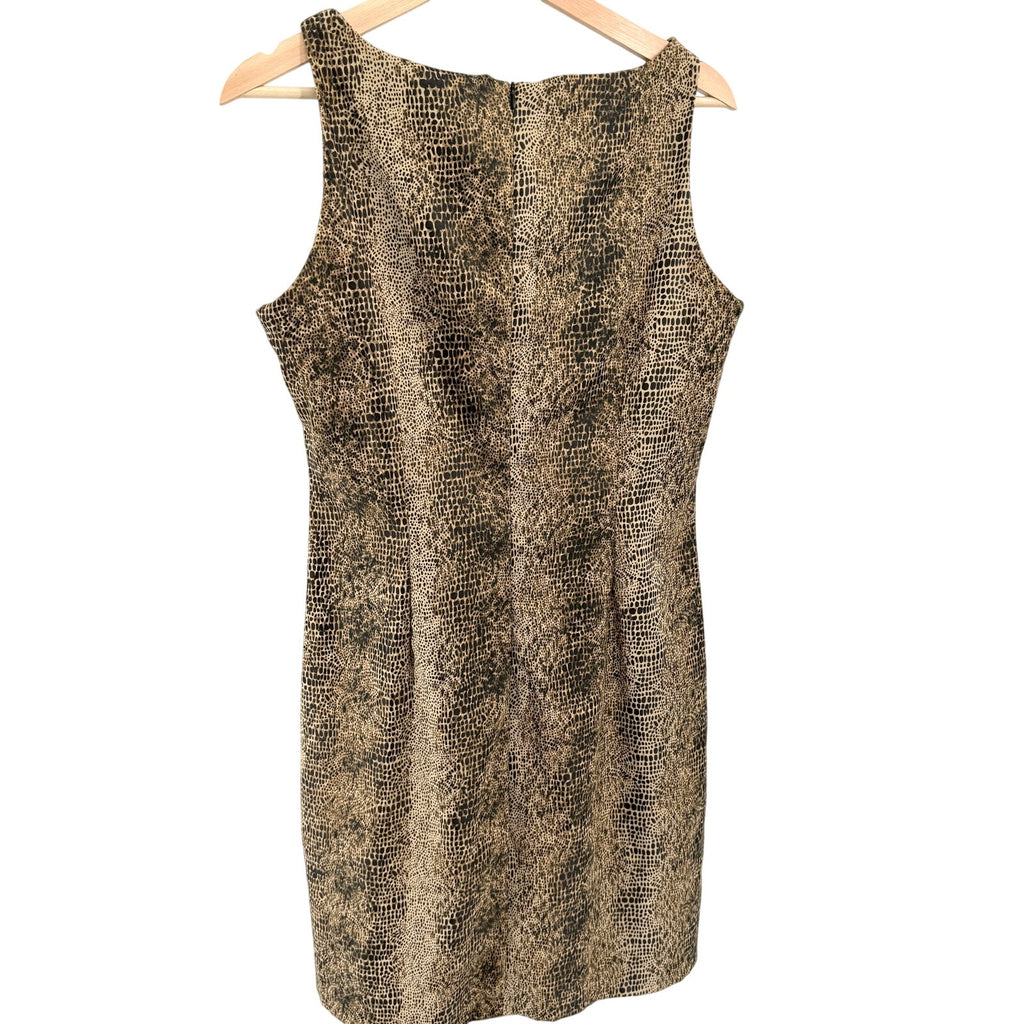 Vintage 90s CDC Petites Brown Snake Animal Print Sheath Mini Dress