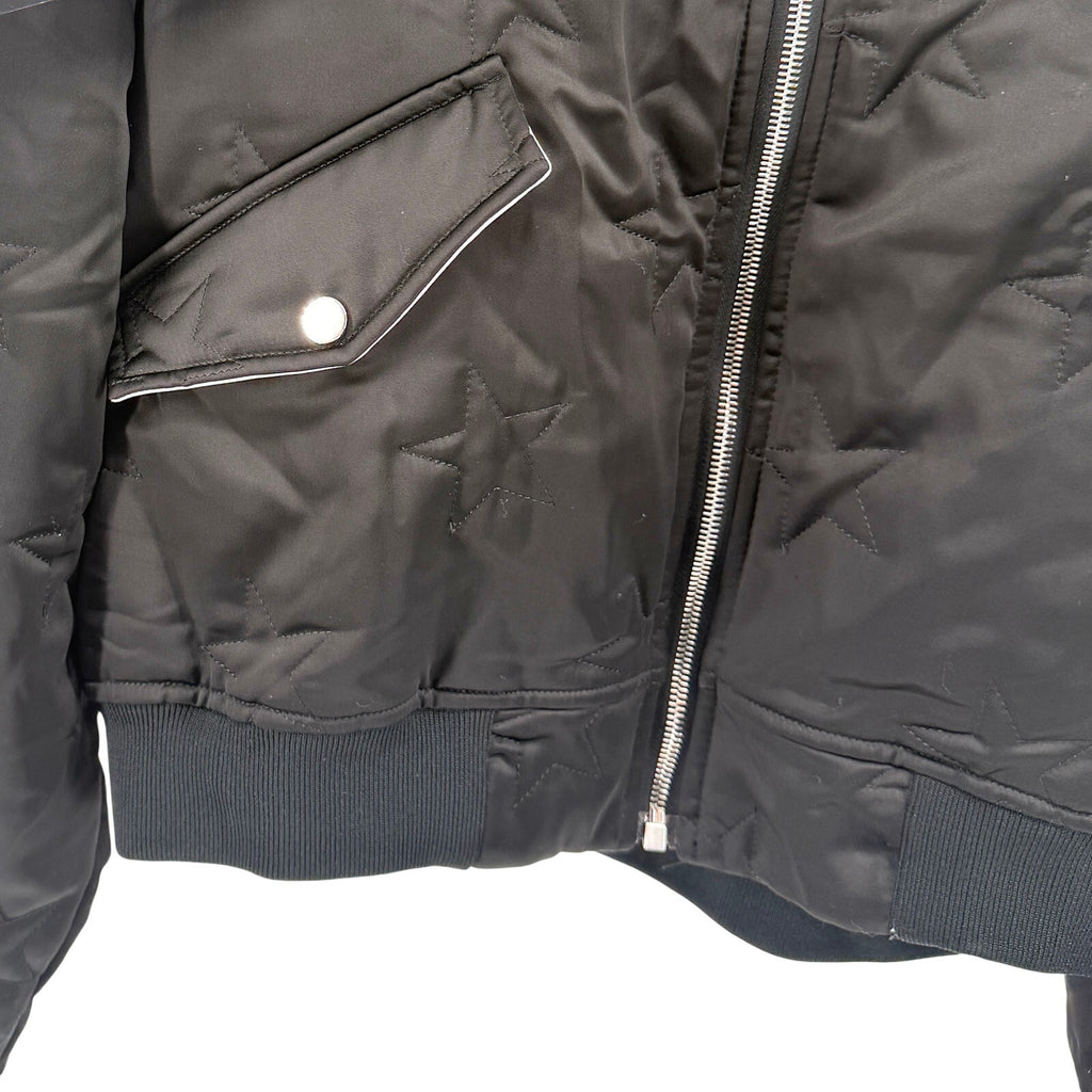 Filles à Papa Black Star Diamond-Stitch Bonzaï Satin Cropped Bomber Jacket