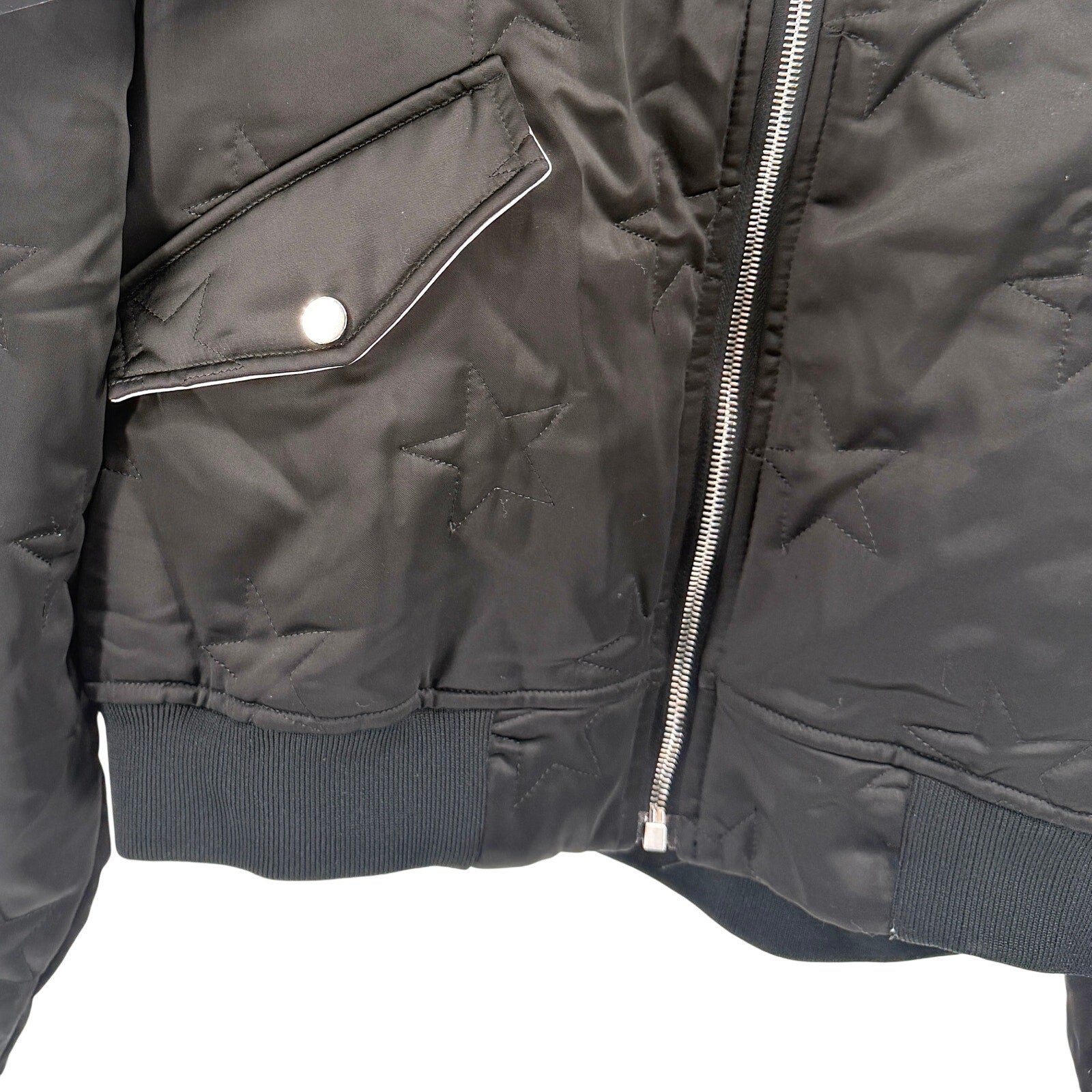 Filles à Papa Black Star Diamond-Stitch Bonzaï Satin Cropped Bomber Jacket