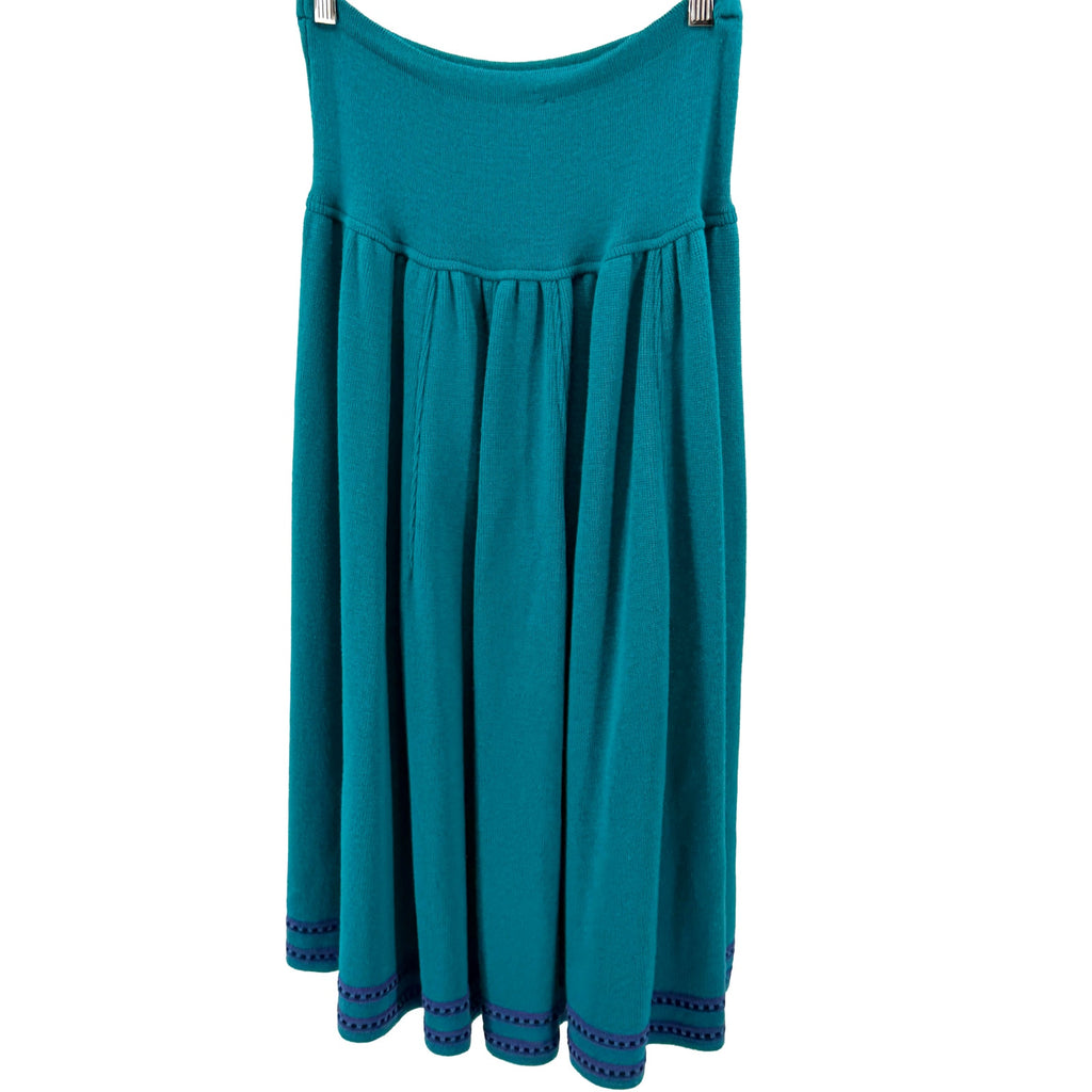 Vintage 90s Chacok Teal Purple Striped Knit Sweater Maxi Skirt