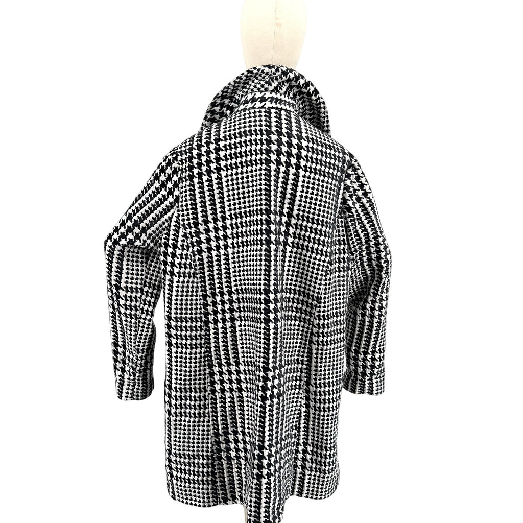 Vintage Y2K 3 Sisters Black White Houndstooth Swing Coat Jacket