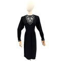 Vintage 80s Lillie Rubin Black Wool Blend Beaded Cutout Glam Sweater Dress
