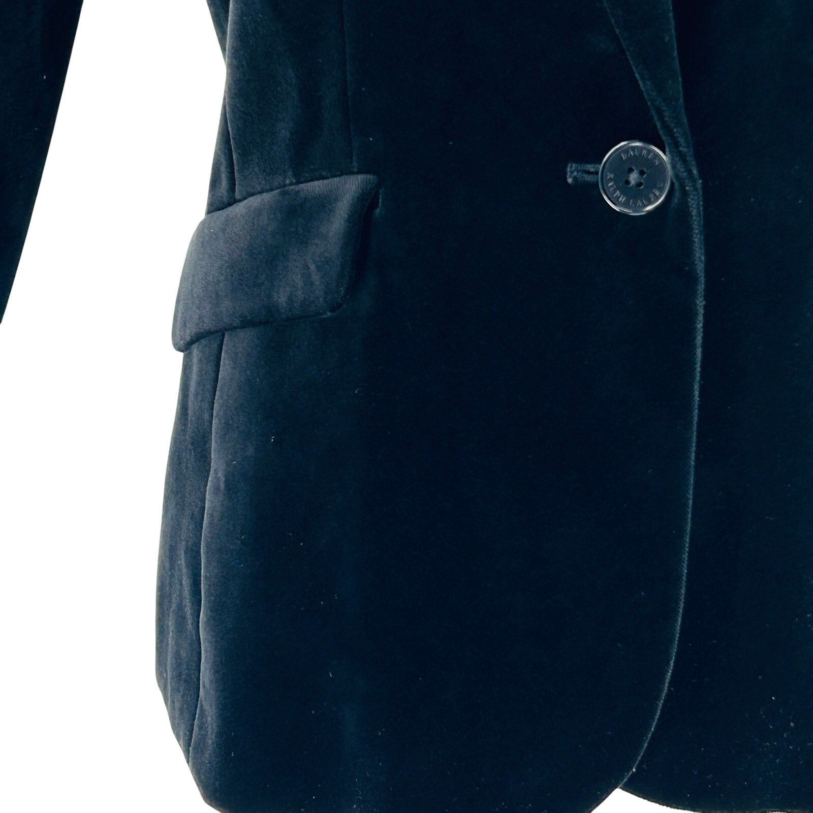 Lauren Ralph Lauren Black Velvet 100% Cotton Notch Lapel Formal Blazer