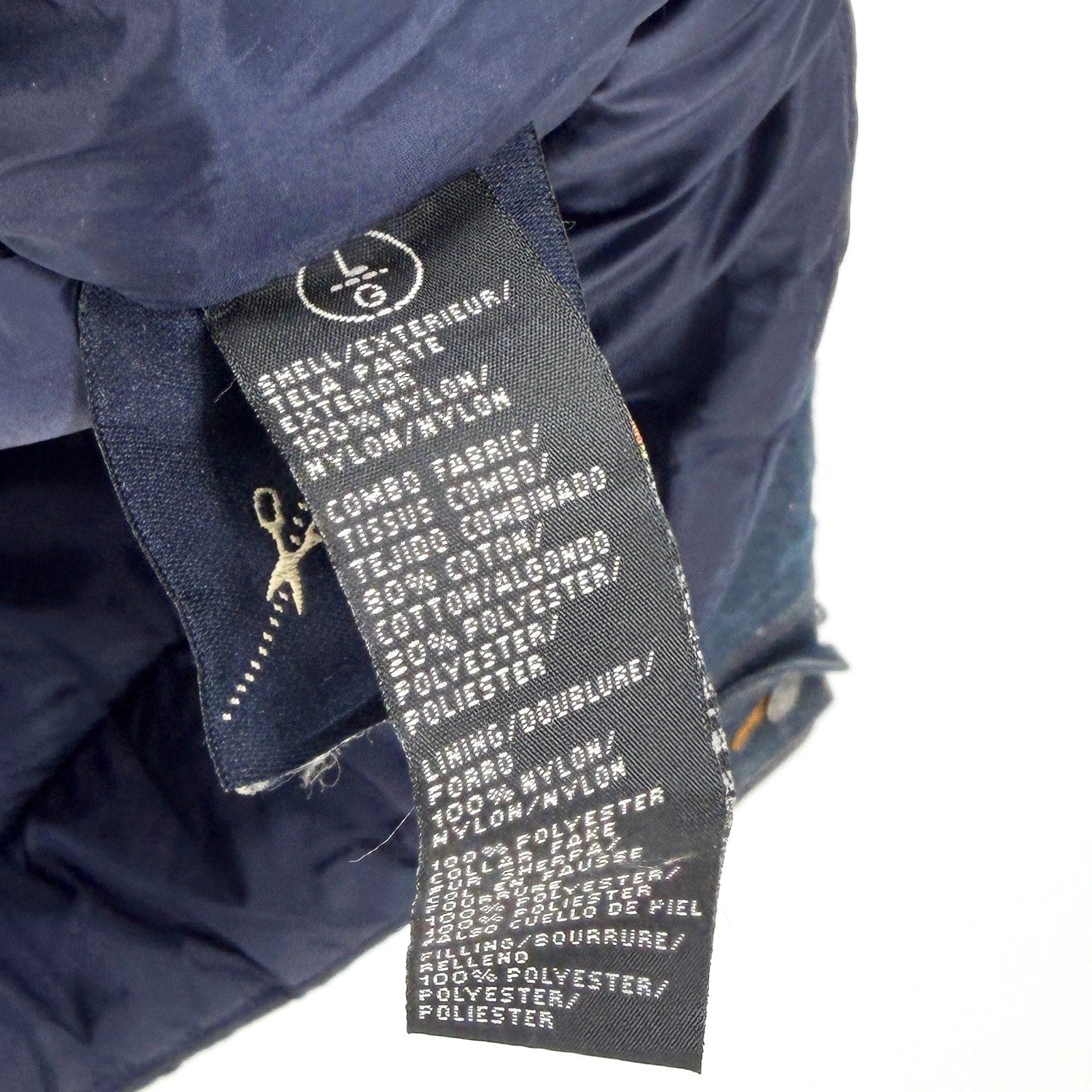 Buffalo David Bitton Navy Blue Denim Faux Shearling Puffer Jacket