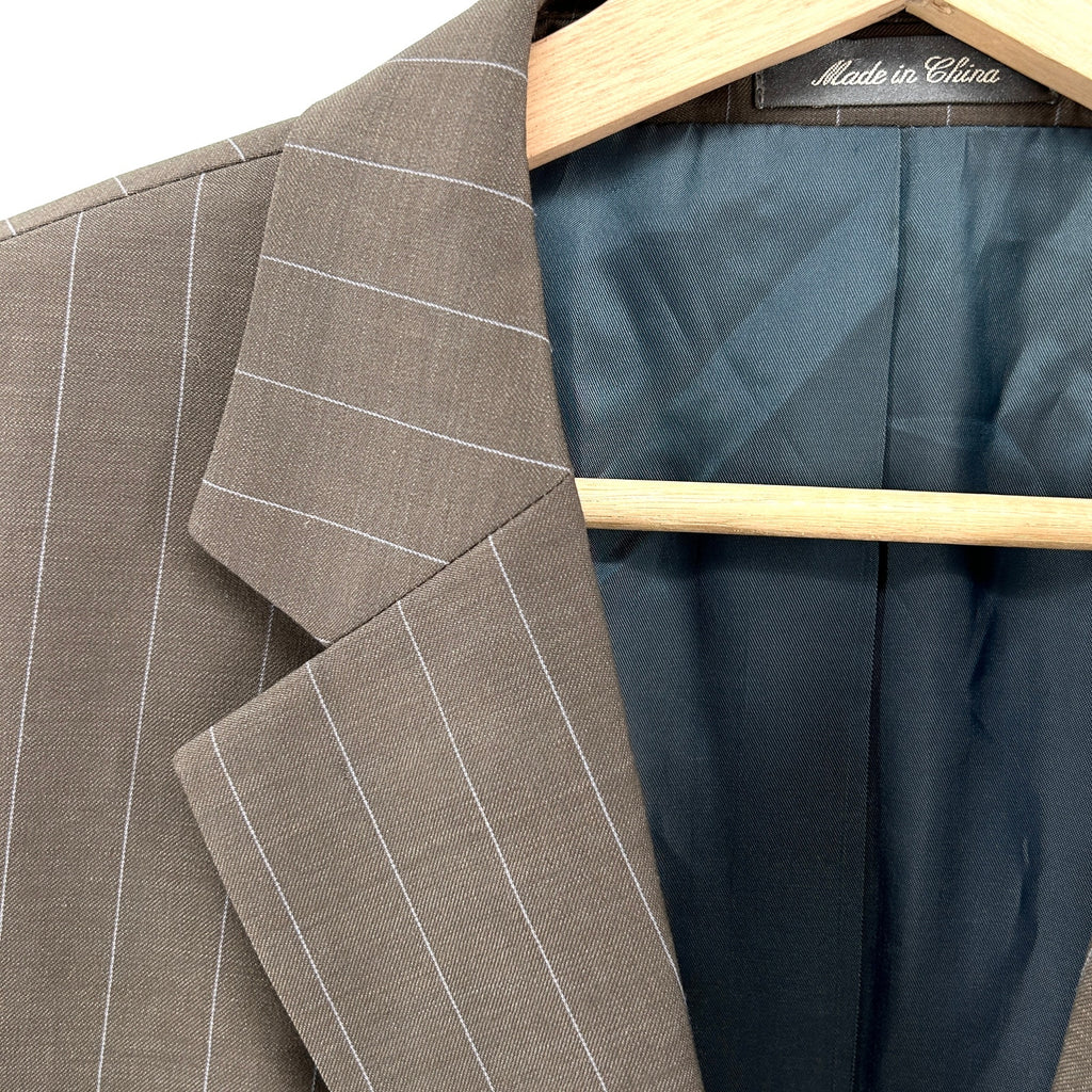 Vintage 90s Oscar de la Renta Brown Blue Pinstripe Blazer