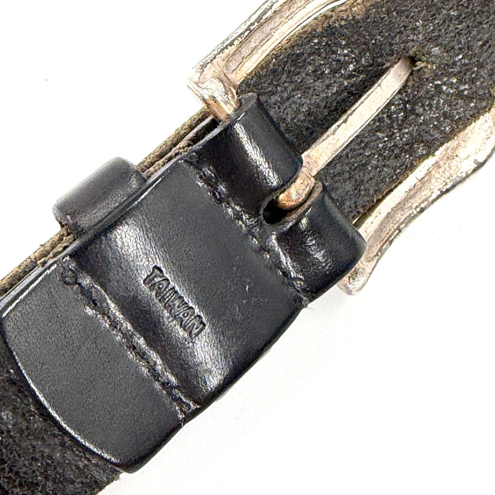 Vintage 90s Fossil Black Genuine Leather Boho Western Medallion Belt