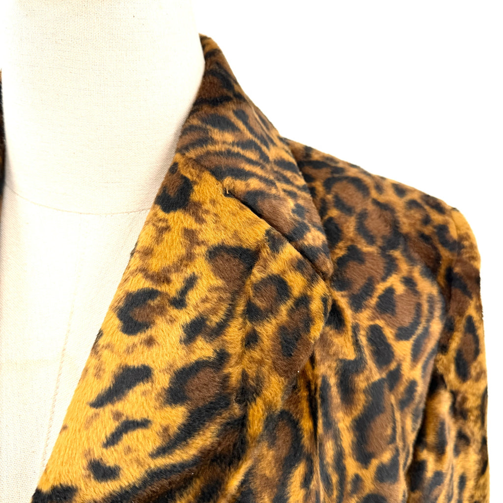 Vintage 90s Emanuel Ungaro Liberte Leopard Print Faux Fur Blazer Jacket