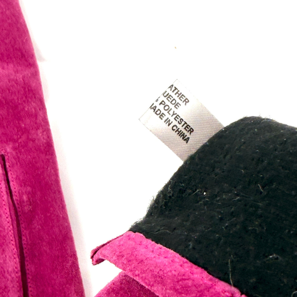 Vintage Y2K Magenta Pink Genuine Leather Suede Lined Gloves