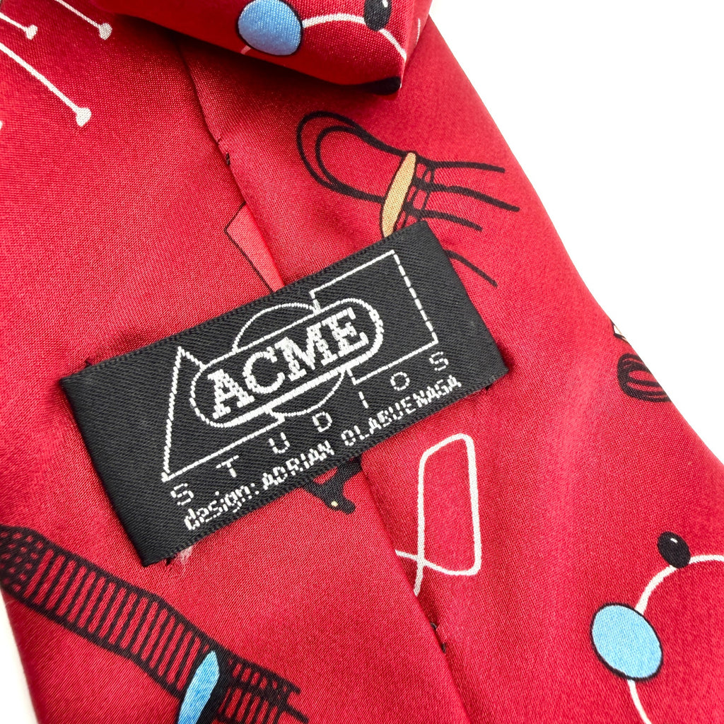 Acme Studio Red 100% Silk Chairs Adrian Olabuenaga Mid-Century Modern Necktie