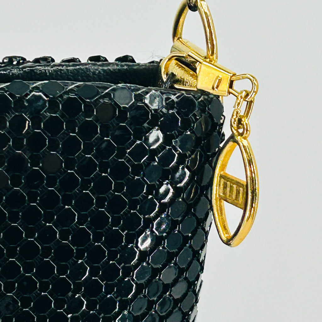 Vintage 70s Pacific Express Mesh Black Gold Hardware Shoulder Bag