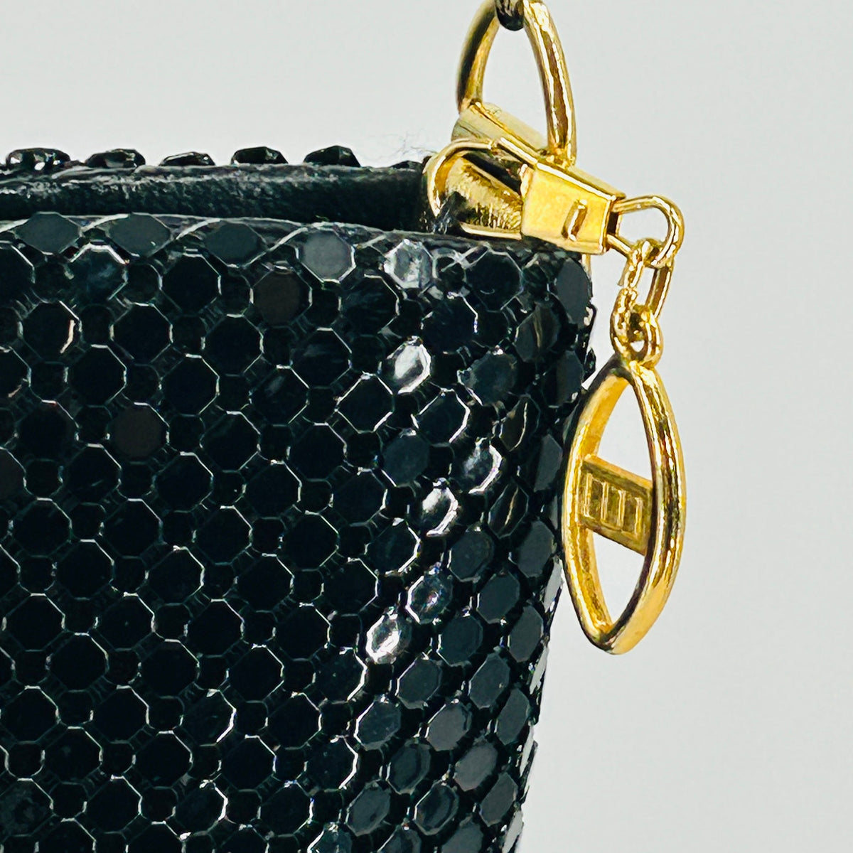 Vintage 70s Pacific Express Mesh Black Gold Hardware Shoulder Bag