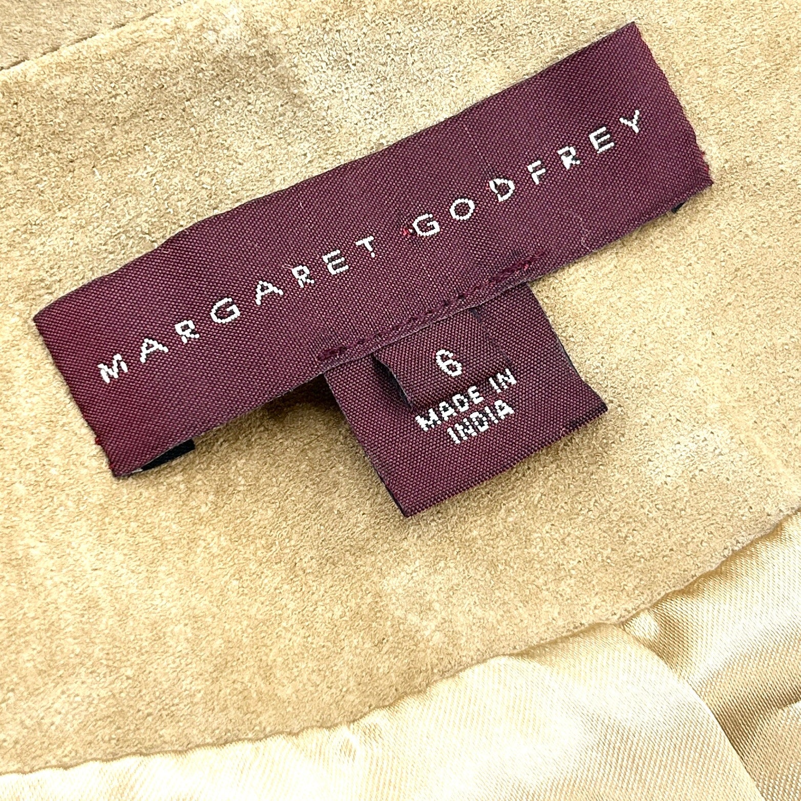 Vintage 90s Margaret Godfrey Tan Genuine Suede Beaded Western Blazer