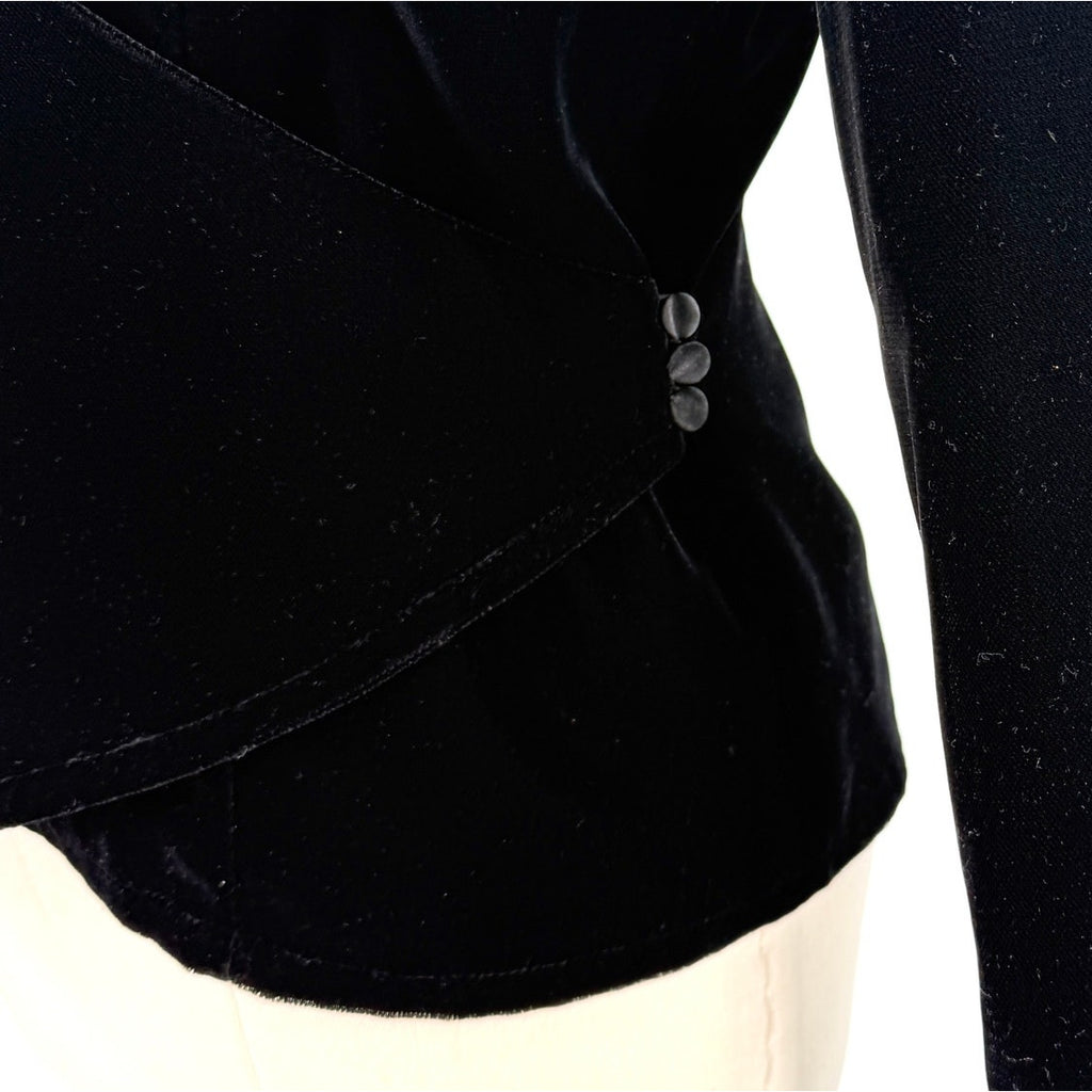 Ann Taylor LOFT Black Velvet Collared Wrap Top