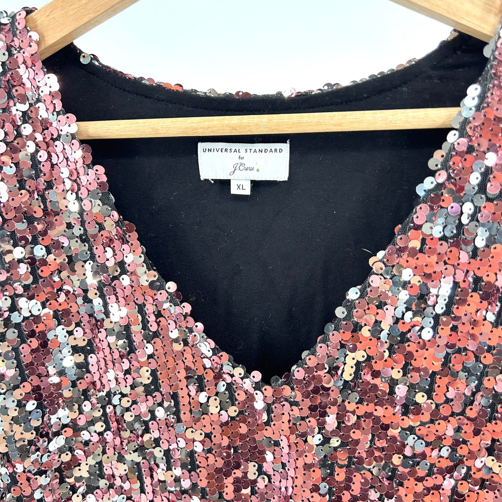 Universal Standard for J.Crew Pink Silver Sequin Jersey Lined Mini Dress